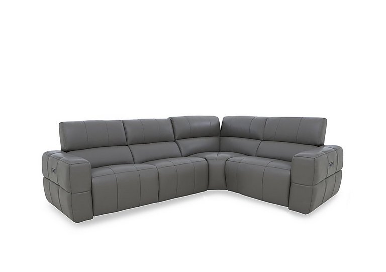 Cube Leather Power Recliner Right Hand Facing Corner Sofa with Power Headrests