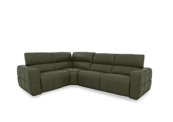 Cube Leather Power Recliner Left Hand Facing Corner Sofa with Power Headrests  Oslo Pine | Bed Sava