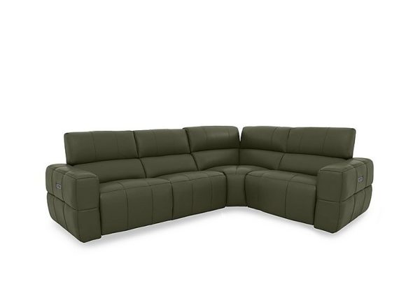 Cube Leather Power Recliner Right Hand Facing Corner Sofa with Power Headrests  Oslo Pine | Bed Sava