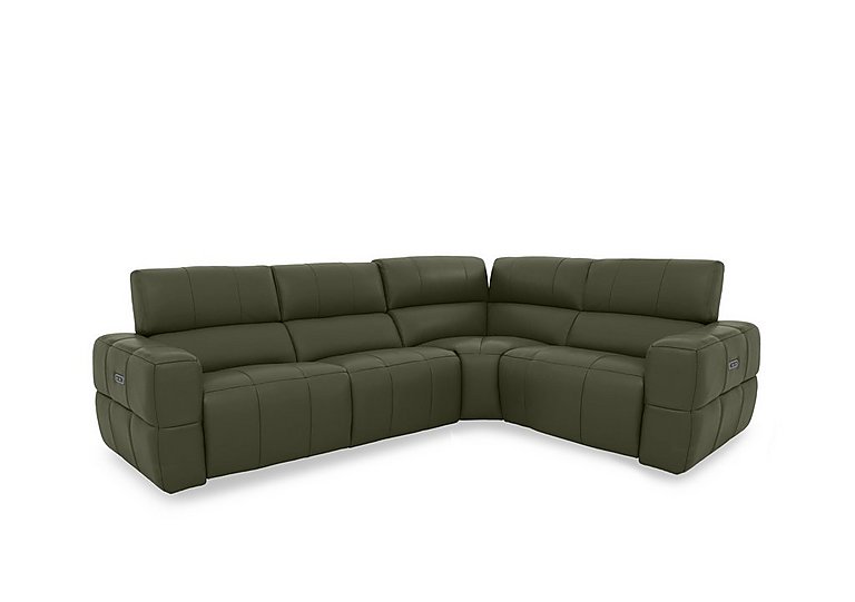 Cube Leather Power Recliner Right Hand Facing Corner Sofa with Power Headrests - Oslo Pine