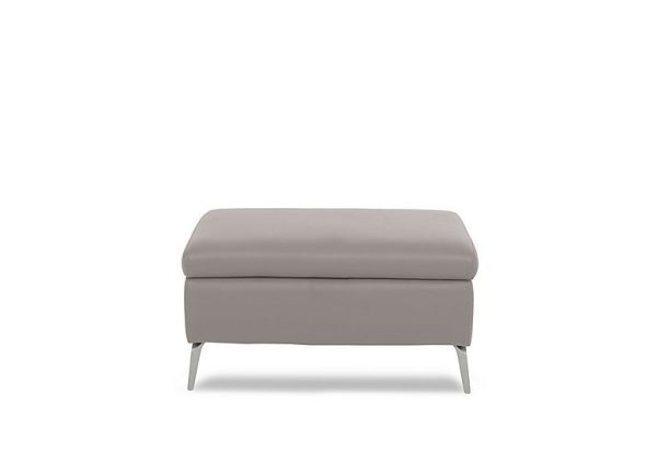 Daytona Leather Footstool  Lead Grey | Bed Sava