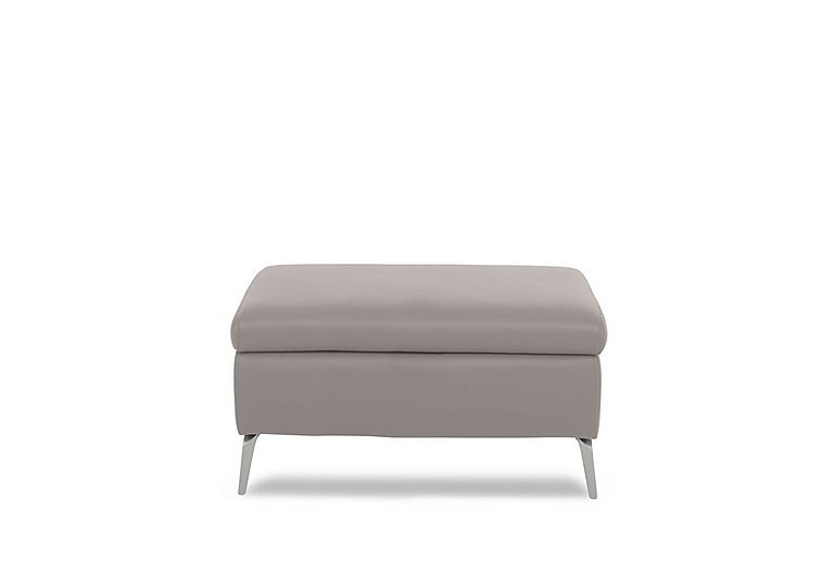Daytona Leather Footstool - Lead Grey