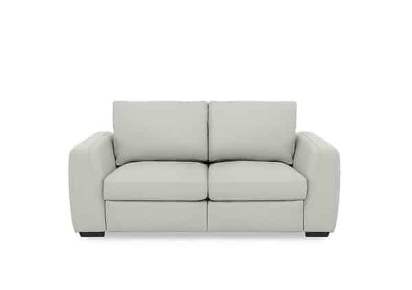 Dinky Leather 2 Seater Sofa with Power Recliner  Light Grey | Bed Sava