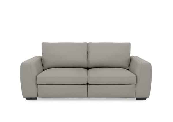 Dinky Leather 3 Seater Sofa with Power Recliner  New Grey | Bed Sava