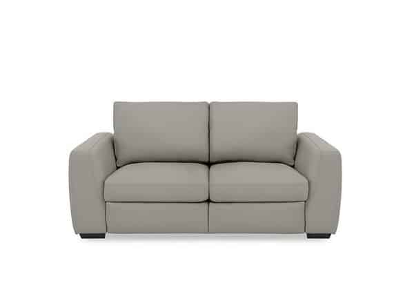 Dinky Leather 2 Seater Sofa with Power Recliner  New Grey | Bed Sava