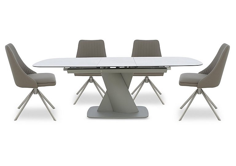 Diva Extending Dining Table and 4 Icon Chairs with Silver Legs - 180-cm