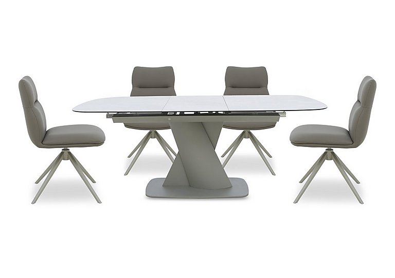 Diva Extending Dining Table and 4 Diva Chairs with Silver Legs - 160-cm