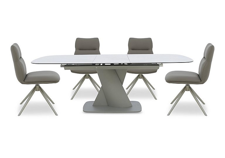 Diva Extending Dining Table and 4 Diva Chairs with Silver Legs - 180-cm