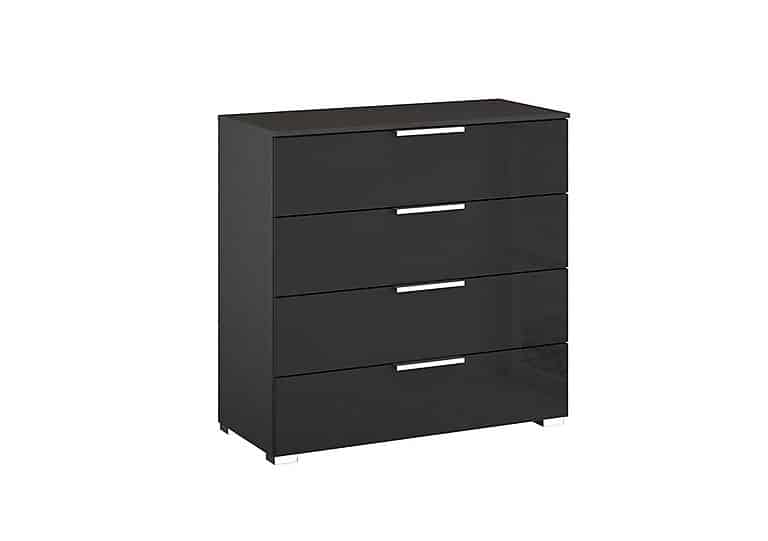 Rauch - Formes Glass 4 Drawer Wide Chest - Graphite/Basalt Front