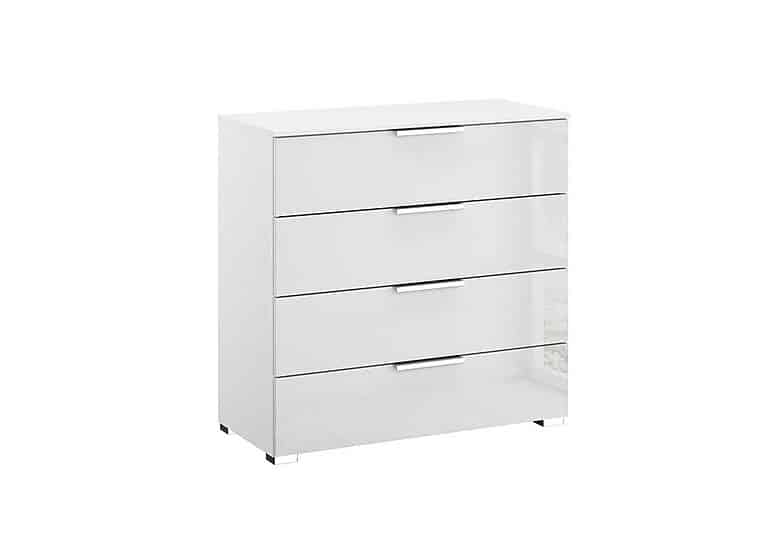 Rauch - Formes Glass 4 Drawer Wide Chest - White/White Front