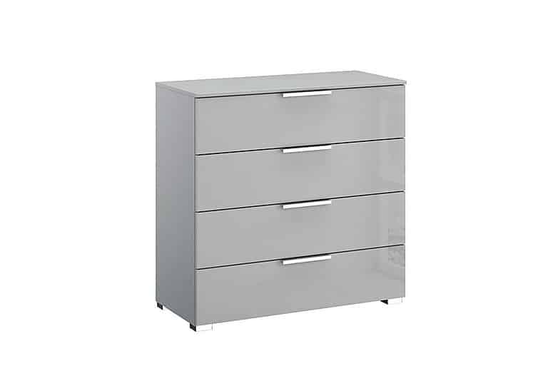 Rauch - Formes Glass 4 Drawer Wide Chest - Silk Grey/Silk Grey Front