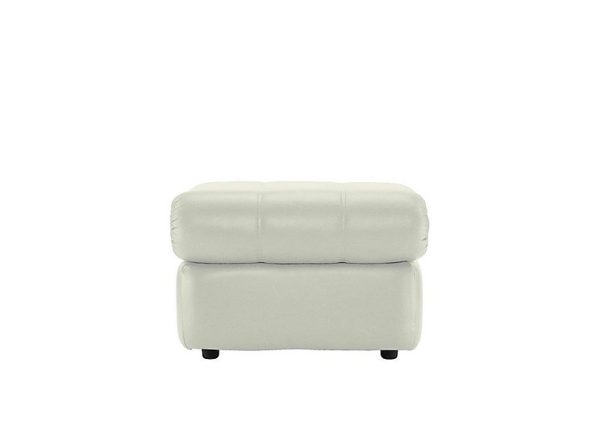 G Plan  Chloe Leather Footstool  Oxford Chalk | Bed Sava