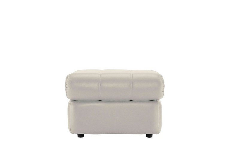 G Plan - Chloe Leather Footstool - Oxford Light Grey