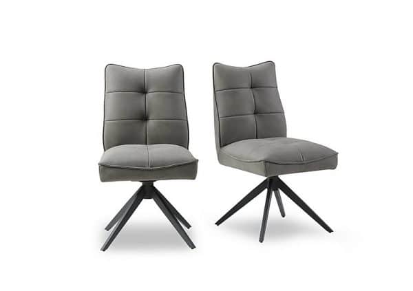 Germain Pair of Swivel Dining Chairs  Charcoal | Bed Sava