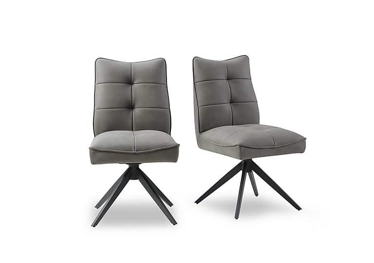 Germain Pair of Swivel Dining Chairs - Charcoal