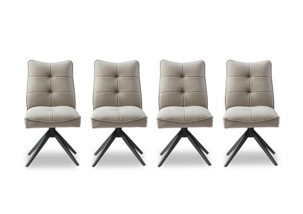Germain Set of 4 Swivel Dining Chairs  Taupe | Bed Sava