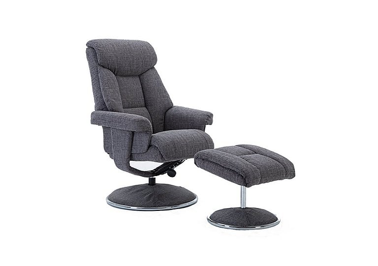 Bruges Fabric Swivel Chair and Footstool - Lisbon Grey