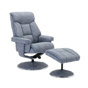 Bruges Fabric Swivel Chair and Footstool  Lisbon Marine | Bed Sava