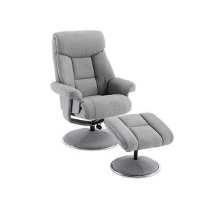 Bruges Fabric Swivel Chair and Footstool  Lisbon Silver | Bed Sava