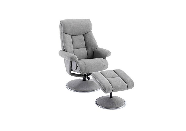 Bruges Fabric Swivel Chair and Footstool - Lisbon Silver