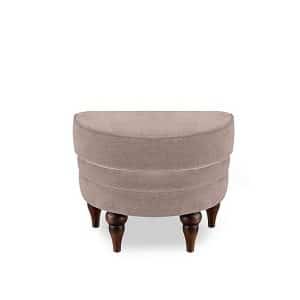 At The Helm  Harriet Fabric Half Moon Footstool  Bailey Brown with Walnut Feet | Bed Sava