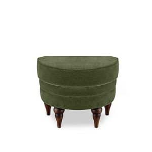 At The Helm  Harriet Fabric Half Moon Footstool  Hunter Green with Walnut Feet | Bed Sava