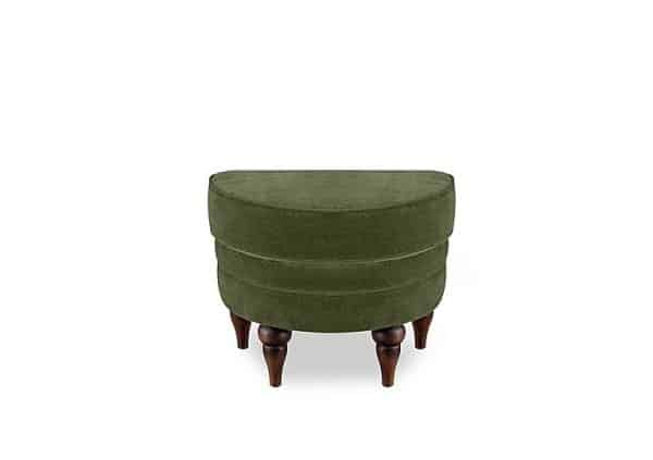 At The Helm  Harriet Fabric Half Moon Footstool  Hunter Green with Walnut Feet | Bed Sava
