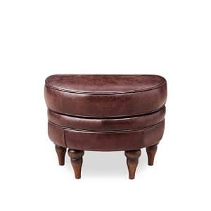 At The Helm  Harriet Leather Half Moon Footstool  Rose with Walnut Feet | Bed Sava