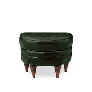 At The Helm  Harriet Leather Half Moon Footstool  Smoke with Walnut Feet | Bed Sava