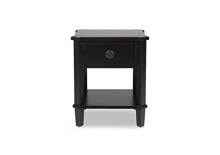 Laura Ashley  Henshaw 1 Drawer Side Table  Black Legs | Bed Sava