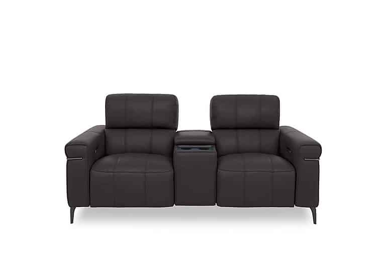 World of Leather - Homestage NC Leather 2 Seater Power Recliner Media Sofa with Console and Power Headrests