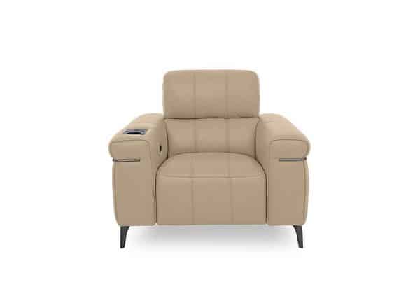 World of Leather  Homestage Leather Power Recliner Media Chair with Power Headrest  Nude | Bed Sava