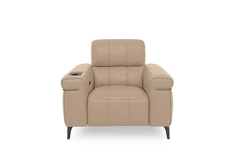 World of Leather - Homestage Leather Power Recliner Media Chair with Power Headrest - Nude