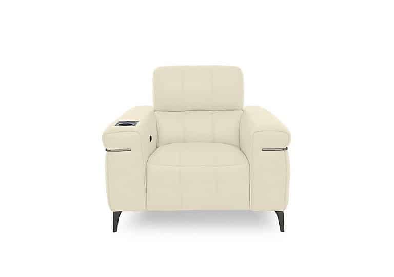 World of Leather - Homestage Leather Power Recliner Media Chair with Power Headrest - Frost