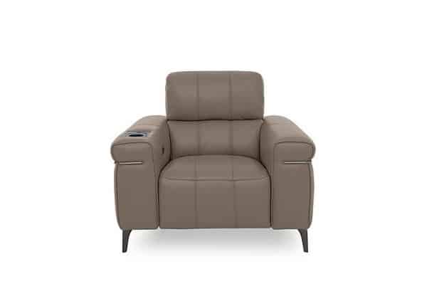 World of Leather  Homestage Leather Power Recliner Media Chair with Power Headrest  Fawn | Bed Sava