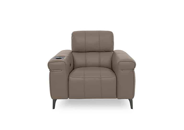 World of Leather - Homestage Leather Power Recliner Media Chair with Power Headrest - Fawn