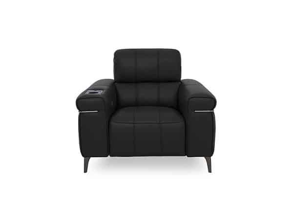 World of Leather  Homestage Leather Power Recliner Media Chair with Power Headrest  Shale Grey | Bed Sava