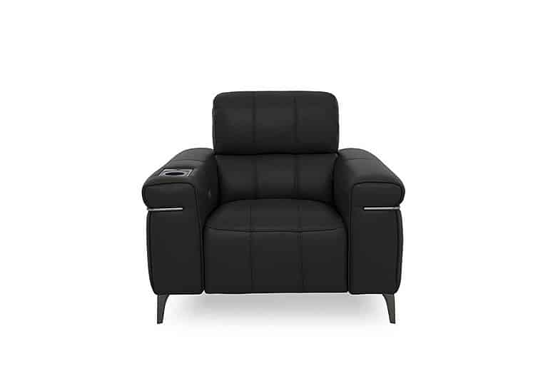 World of Leather - Homestage Leather Power Recliner Media Chair with Power Headrest - Shale Grey
