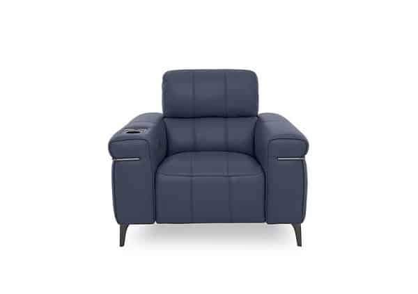 World of Leather  Homestage Leather Power Recliner Media Chair with Power Headrest  Ocean | Bed Sava