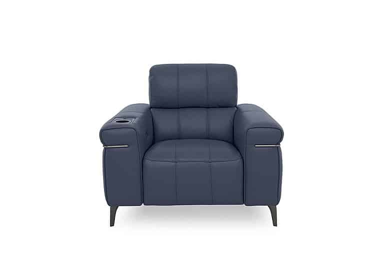 World of Leather - Homestage Leather Power Recliner Media Chair with Power Headrest - Ocean