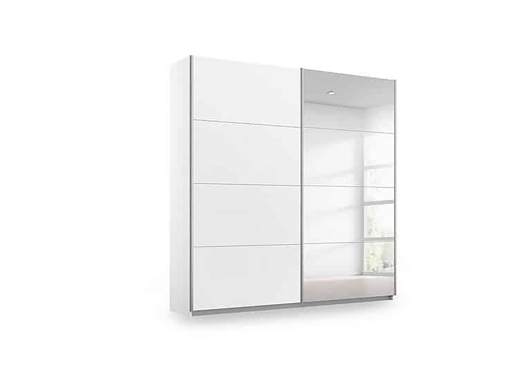 Rauch - Impulse 181cm 2 Door Décor Slider Wardrobe with Mirror Door - Alpine White