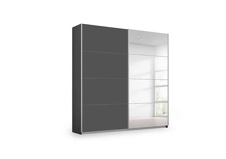 Rauch - Impulse 181cm 2 Door Décor Slider Wardrobe with Mirror Door - Metallic Grey