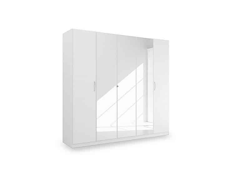 Rauch - Impulse 226cm 5 Door Décor Hinged Wardrobe with 3 Mirror Doors - Alpine White