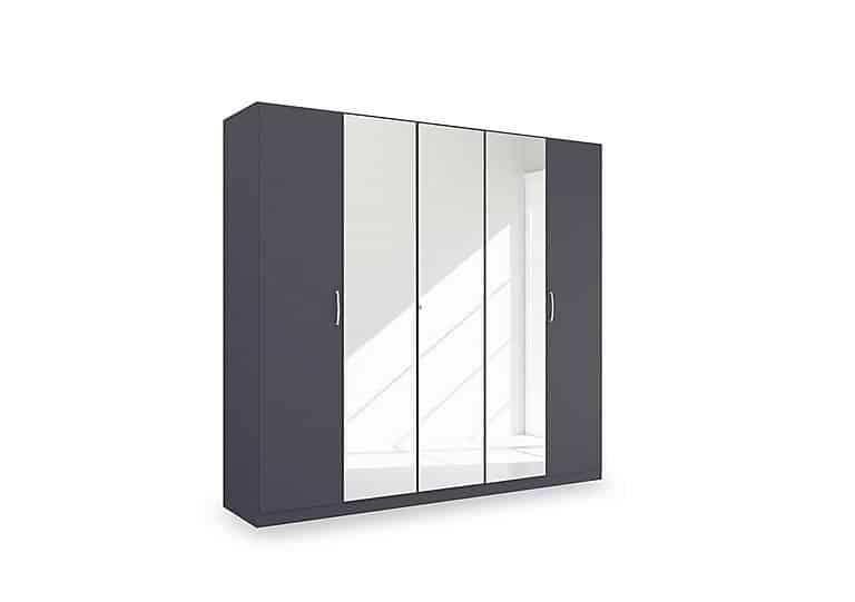 Rauch - Impulse 226cm 5 Door Décor Hinged Wardrobe with 3 Mirror Doors - Metallic Grey