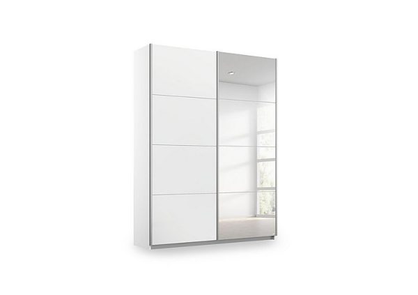 Rauch  Impulse 136cm 2 Door Décor Slider Wardrobe with Mirror Door  Alpine White | Bed Sava