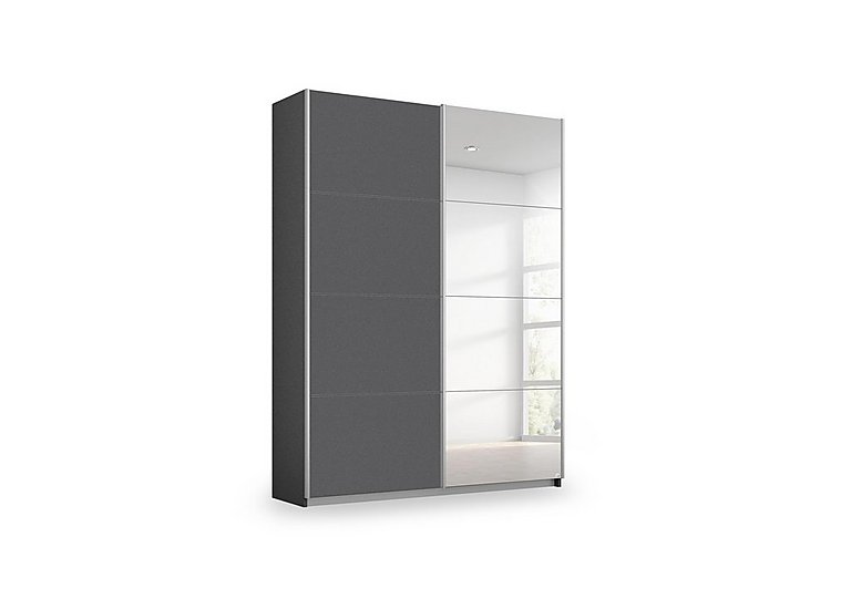 Rauch - Impulse 136cm 2 Door Décor Slider Wardrobe with Mirror Door - Metallic Grey