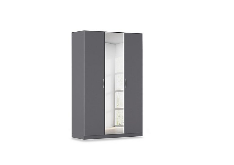 Rauch - Impulse 136cm 3 Door Décor Hinged Wardrobe with Mirror Door - Metallic Grey