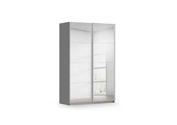Rauch  Impulse 136cm 2 Door Mirror Slider Wardrobe  Metallic Grey | Bed Sava