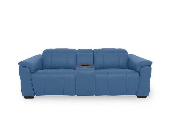Inca NC Leather 3 Seater Power Recliner Sofa with Power Headrests and Fridge Console  Aegean | Bed Sava