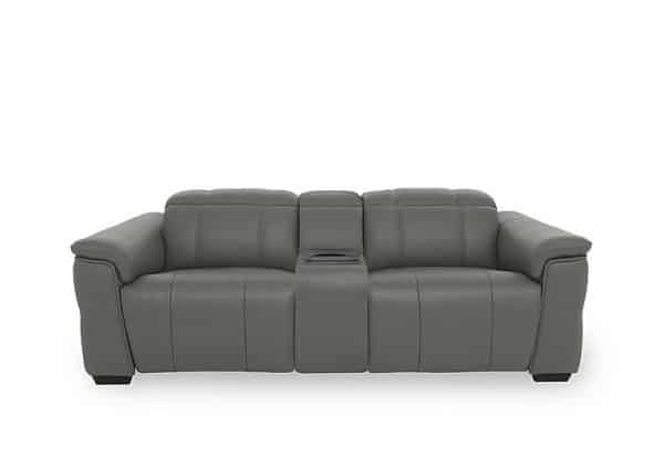 Inca NC Leather 3 Seater Power Recliner Sofa with Power Headrests and Fridge Console  Elephant | Bed Sava